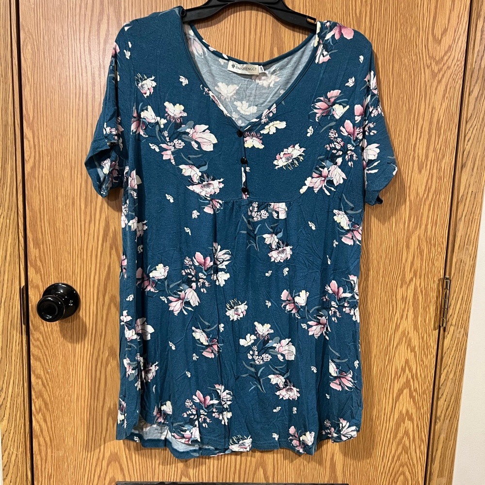Floral Blue Women's Top